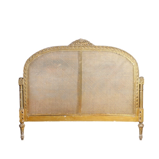[PROD_0000838] Upholstered bed with gilded details.